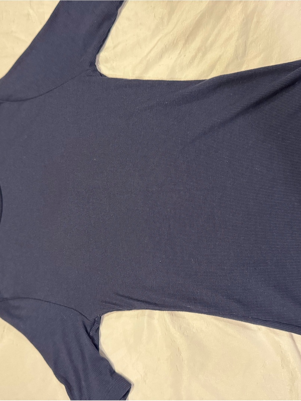 Women's Navy Ribbed Long-Sleeve Top